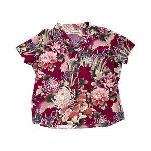 Vintage Bishop St. Floral Short Sleeve Collared Blouse - M